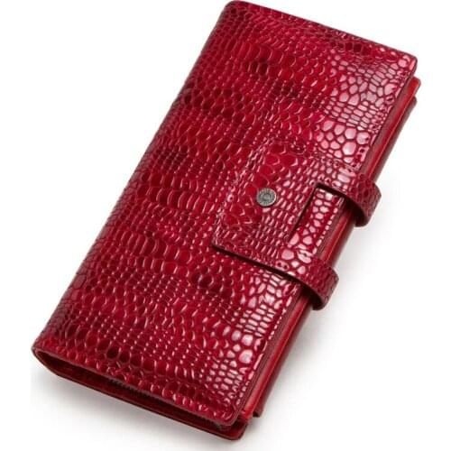 Casual Long Leather Womens Wallet with Multi-function Buckle Three Fold Purses Card Holder Wallets Female Bag