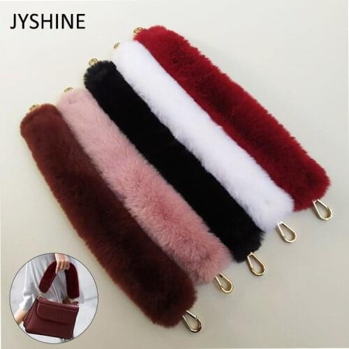 JYSHINE Women Plush Bag Straps Shoulder Handbag Strap Belt Faux Fur Bag Handle Belts Accessories Handbag Plush Decorative Chain