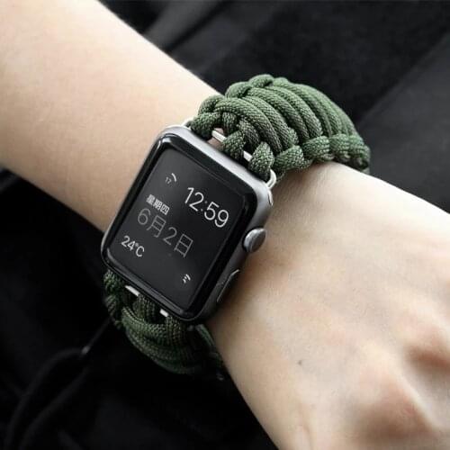 Nylon Paracord 550 strap For Apple watch band 44 mm 40mm iWatch 42mm 38mm Military regulations Handmade Weave Bohemian Bracelet