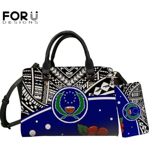 FORUDESIGNS Luxury Designer Ladies Top-handle Totes Bags Pohnpei Polynesian Tribal Prints Female Lether Handbags Party Purse Sac