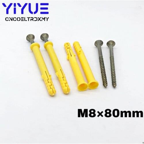 5 Pcs 8 x 80mm/ 8 x 100mm Fibreboard Screws And Yellow Fish Shape Expansion Hardware Fasteners Tools Screws Self-tapping Screws