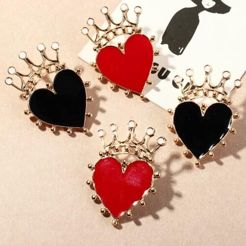 Heart Shaped Crown Earrings for Women Red Black Crown Korean Dangle Earrings Party Christmas Earrings Jewelry Accessories 2021