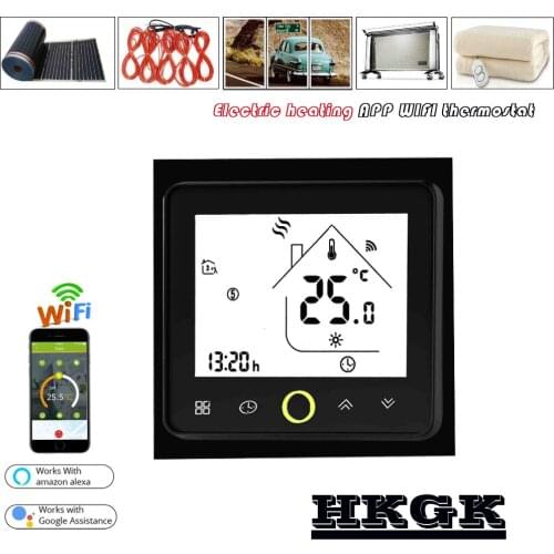 16A heating thermostat for floor heating, electric heating film, with internal and external dual sensors, work with Alexa Google