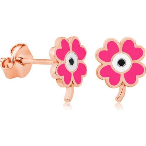 Tevuli 925 Sterling Silver Highlighter Pink Clover Earrings