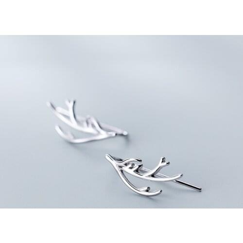 MloveAcc 925 Sterling Silver Elk Antler Stud Earrings for Women Girls Fashion Fine Silver Jewelry