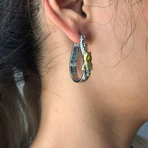 Lalynnly Silver Color Copper Animal Earring For Women Shaped Big Circle Geometric Earrings Fashion Punk Jewelry Accessorie E8591