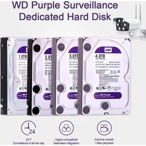 Western Digital WD Purple HDD 1TB 2TB 3TB 4TB SATA 6.0Gb/s 3.5" Hard Drive Disk for Video Surveillance DVR NVR