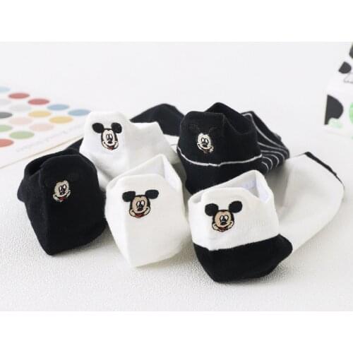 1 pair New Disney Anime figure Summer thin Mickey Minnie mouse sock Cartoon casual x boy and girls Princess socks White cute min