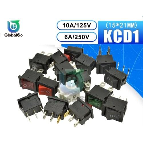 1pcs KCD1 6A/250V Push Button Switch 15*21MM 2PIN 3pin ON/OFF On off on Boat Rocker Switch