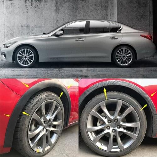 4pcs Universal Car Truck Carbon Fiber Rubber Wheel Eyebrow Protector Lip Sticker Trim Fender Flare Anti-scratch fit for Infiniti