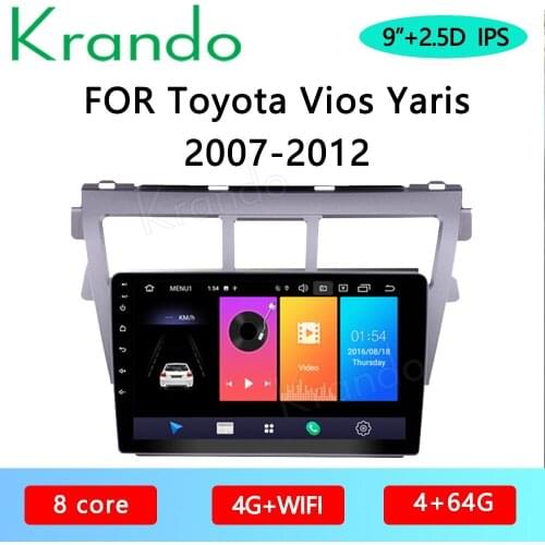 Krando Android 10.0 9" for Toyota Vios Yaris 2007-2012 car radio player gps navigation multimedia system