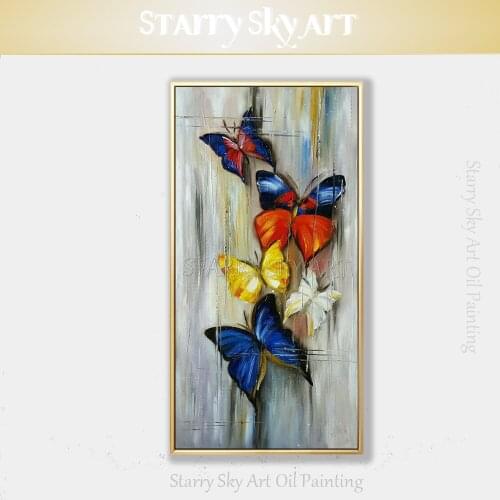 Unframed Wall Art Hand-painted Butterfly Oil Painting on Canvas Fine Art Insect Butterfly Acrylic Painting for Friend Art Gift