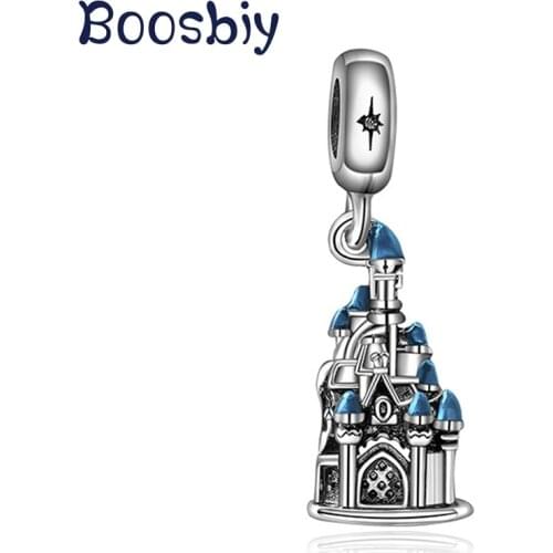 Boosbiy 2pc Silver Plated Magic Cartoon Castle Charms Pendants Fit Brand Bracelets Necklaces For Women DIY Jewelry Gift