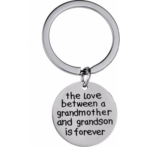 12PC/Lot Love Between Grandmother And Grandson Keychain Nana Grandma Boys Stainless Steel Keyring Family Gift Key Chains Rings