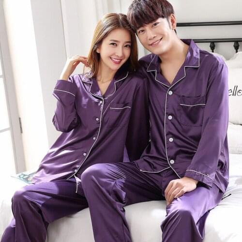 Thoshine Brand China Satin Silk Pajamas Sets Couple Sleepwear Family Pijama Lover Night Suit Men & Women Casual Home Clothing