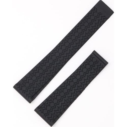 CARLYWET 22mm Black Waterproof Silicone Rubber Replacement Wrist Watch Band Strap Without Buckle