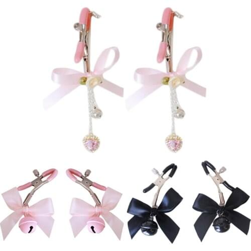 Black Pink Woman Sexy Bow Nipple Clamp Breast Bdsm Small Bell Adult Fetish Flirting Teasing Sex Toys for Couples