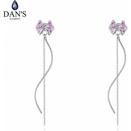 DANS Element Brand Real Austrian Zircon Fashion trendy Dangle Earrings For Women Gift White Gold Color #131836