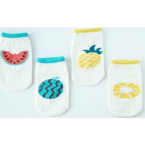 Baby Socks Cotton Baby Floor Socks Anti Ship Kids meias Fruit Watermelon,Pineapple NewBorn Boys Girls Foot Wear Cute White 0-4Y