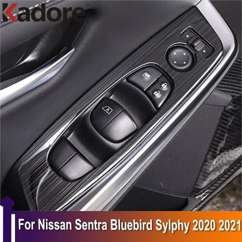 For Nissan Sentra Bluebird Sylphy 2020 2021 Window Lift Switch Button Cover Trims Door Armrest Frame Interior Accessories