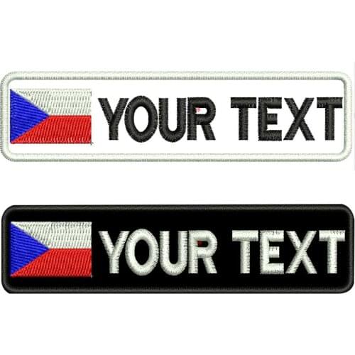 Custom Czech Republic name patches tags personalized iron on hook backing