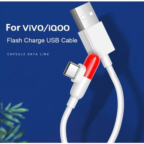 4A Flashcharger Cable 90 Degree Elbow Quick Charging Capsule Type C Cord For Vivo X50 X60 Pro X30 NEX3 NEX 5G 3S IQOO Z1 Z6 NEX3