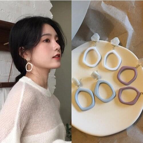 Korea Vintage Acrylic Drop Earrings for Women Gold Color Long Acetate Geometric Earrings 2018 Hanging Danging Earring za brincos