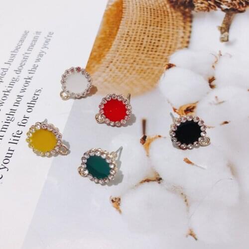 Dripping oil Alloy Round Pendant Charms DIY Material Jewelry Earring Accessories