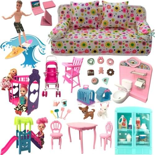 NK Mix Style Doll Furniture Play Toy Chair Shoe Rack Mirror Slide For Barbie Doll Accessories Kelly 1:12 Doll DIY Toys 05 JJ