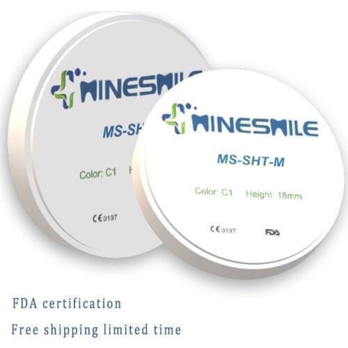 Minesmile SHT multilayer Vita 16 colors high translucency teeth restoration zirconia block for wieland/Roalnd/VHF system