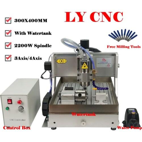 Mini CNC 3040Z 2200W Water Cooling Spindle CNC Router Engraver Engraving Milling Cutting Drilling Machine for Woodworking Kit