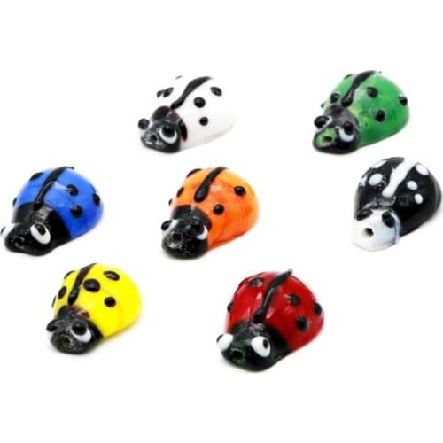 Mini Colorful Cute Ladybug Beads 18pcs/lot Insects Lampwork Fashion Beads 20x14mm Hair Hoop DIY Handmade Chinese Trendy Pendants