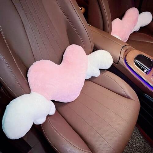 Cartoon heart wing plush car vehicle waist cushion seat cushion stuffed toy lady birthday gift