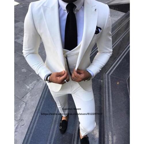 Mens Slim Fit Suits Fashion Casual Wedding Groom 3 Piece Sets Classic Formal Business Blazer Terno Masculino (Jacket+Vest+Pants)