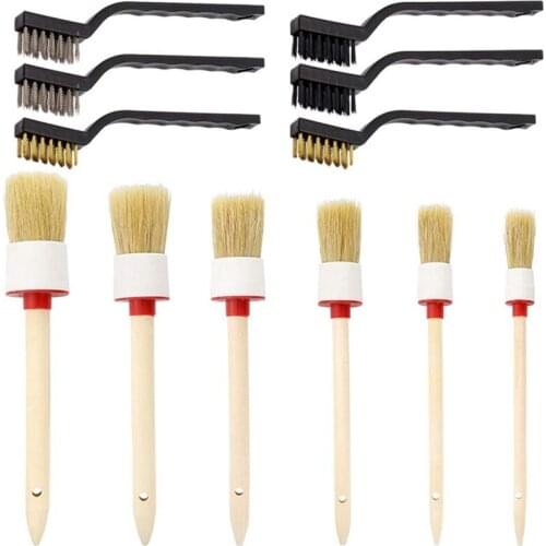 Detailing Brush Set, 12 Packs Master Detailing Brush for Cleaning Wheels, Air Vent, Engines, Interior, Exterior, Trim, Leather
