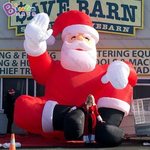 Christmas Decoration Inflatable Sitting Santa Claus For Sale / Outdoor 5mH Waving Xmas Old Man With Customized Logo - Toys