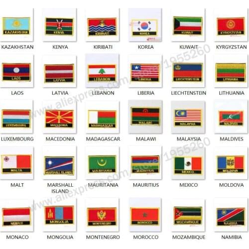 National Flag flag Embroidery Patch Badge All Over the World 8*5cm KAZAKHSTAN KENYA KOREA LEBANON LAOSMALAYSIA MEXICO MOROCCO