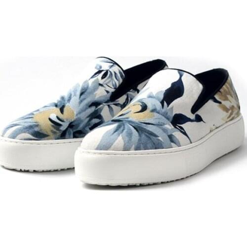 New arrival jersey fabric print casual shoes for men wash painting fashion loafers slip on men shoes