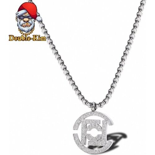 Square Circle Pendant Necklace Men Hip-Hop RAP Street Culture Titanium Stainless Steel Classic Chain Necklace Men Jewelry Gift