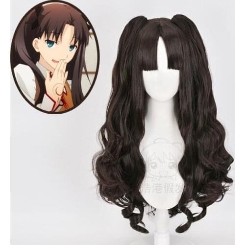Anime Tohsaka Rin Black Brown Long Ponytails Wig Cosplay Costume Fate Stay Night Heat Resistant Hair Fate Grand Order Wigs