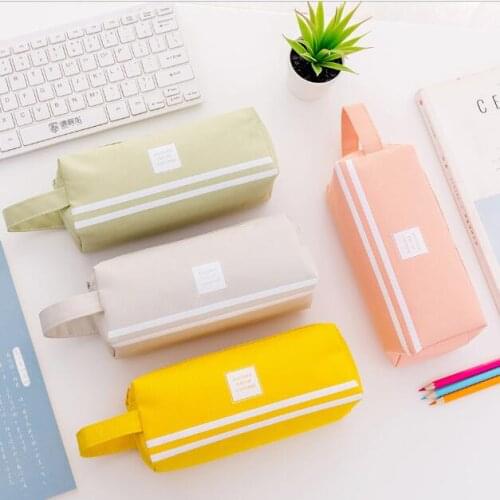 Simple Girls And Boys Korea Style Double Layer Pencil Bag Storage Pen Case Students School Stationery Kids Birthday Gift