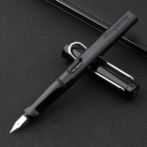 Wingsung 9-359 Smooth Black Extra Fine Nib Fountain Pen with 0.38mm EF Nib Luxury ABS Ink Gift Pens for Finance Office Supplies