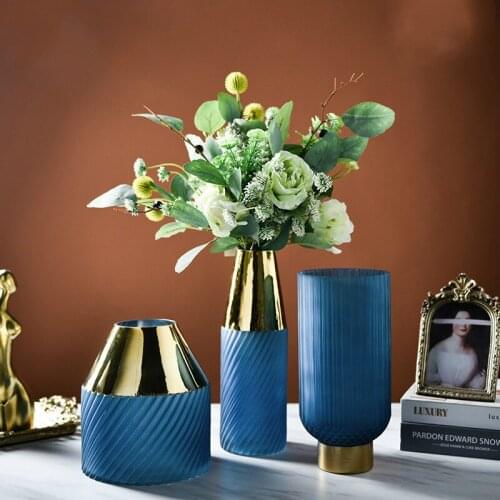 Blue Frosted Vase Nordic Minimalist Home Decoration Table Decoration Ornament Flower Arrangement