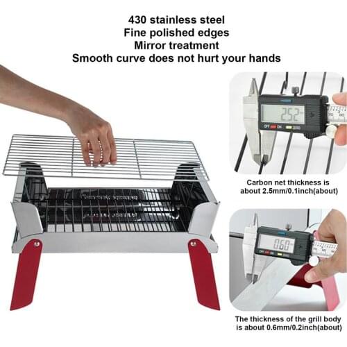 Stainless Steel BBQ Grill Portable Folding Camping Charcoal Grill For Outdoor Camping, Backpacking, Picnics, Parties, Trailers
