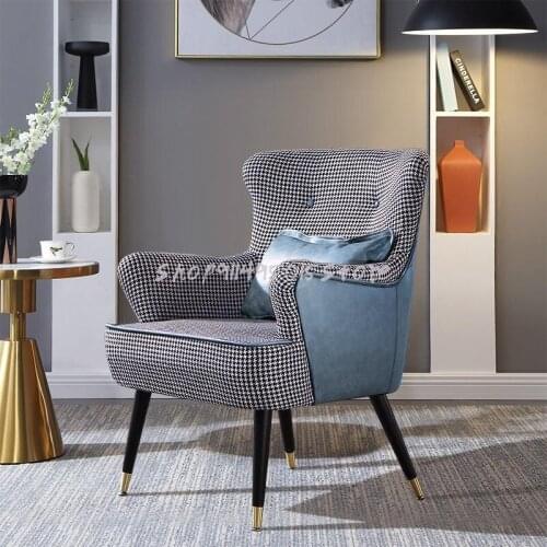 Light Luxury Single Sofa Nordic Lounge Chair Small Apartment Modern Minimalist Living Room Lazy Bedroom Sofa Chair Houndstooth
