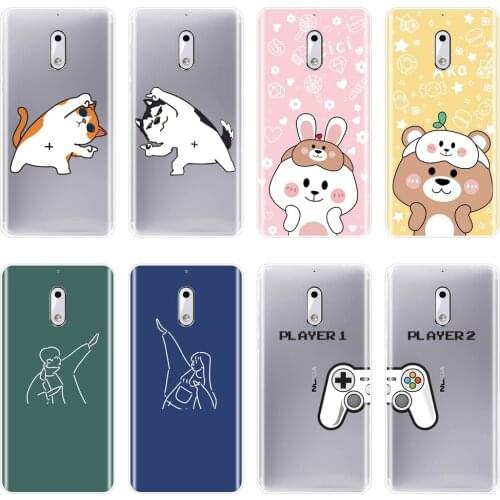 TPU Couple Best Friend Cat Dog Back Cover For Nokia 1 2 3 5 6 8 Soft Silicone Case For Nokia X6 7 Plus Phone Case