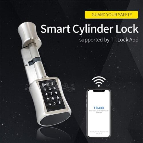 TTLock Smart Door Lock Keyless Bluetooth Fingerprint Euro Cylinder Lock With Password Key Card For Office Home Security Doorlock
