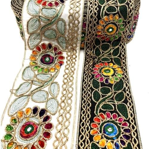 High quality Exotic folk customs 11cmx3YARDS embroidery Woven Ribbon lace accessories DIY cloth skirt tablecloth bag