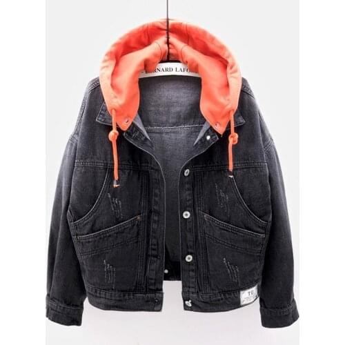 Plus size Retro Denim Jacket Female Loose Hooded 2021 Spring Autumn Coat Women Denim Jeans Jacket Short Outerwear cowboy Clothes