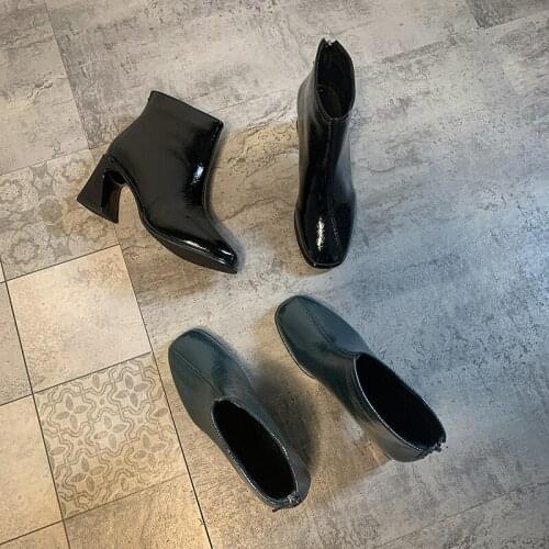 Thick-soled Chelsea womens 2020 new plus velvet zipper fashion casual square toe short boots